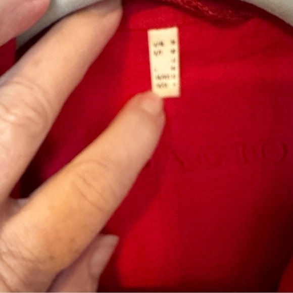 Adagio Blazer Linen Blend Pockets Vibrant Red Long Sleeve Floral Lined Size 8/10 - Picture 8 of 13
